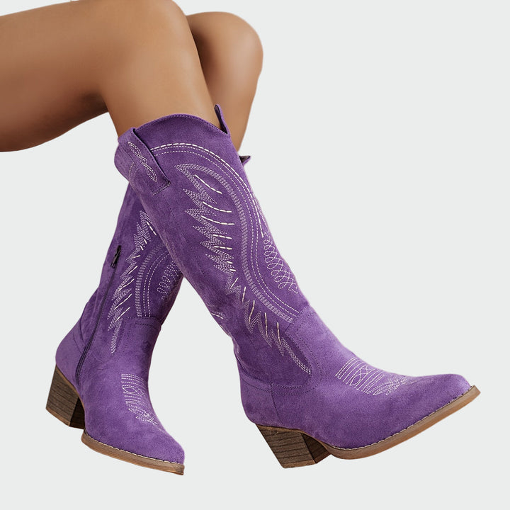 Stylish Embroidered Western Ankle Boots