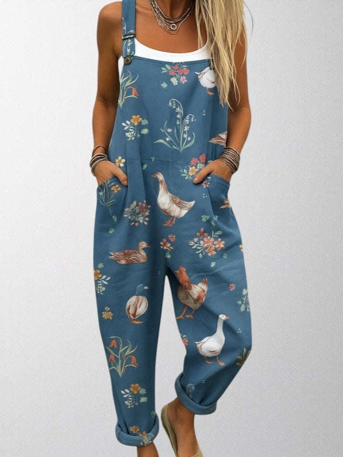 Olivia - Artistic Farm Print Jumpsuit