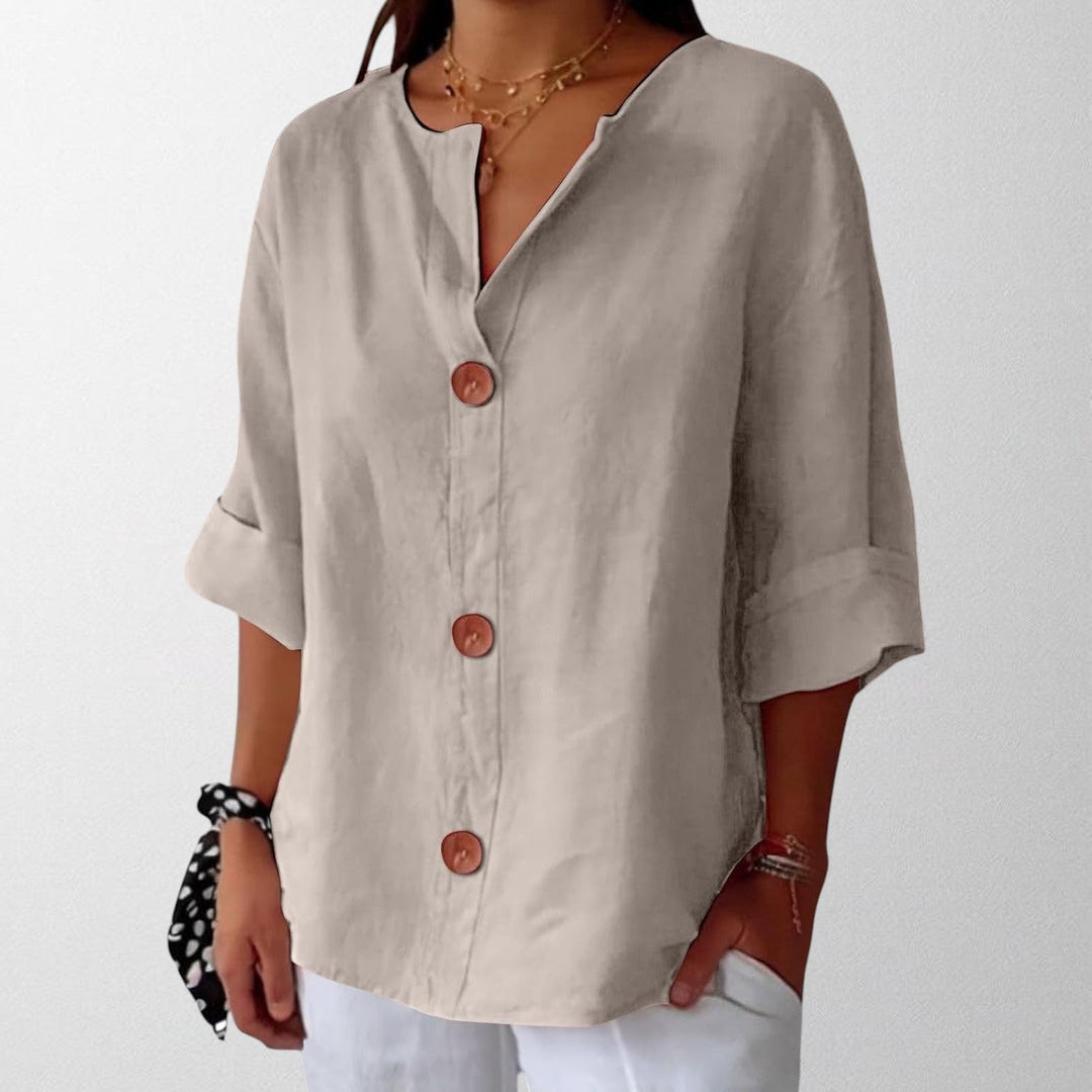 Noora - Relaxed Linen Blouse for Timeless Elegance