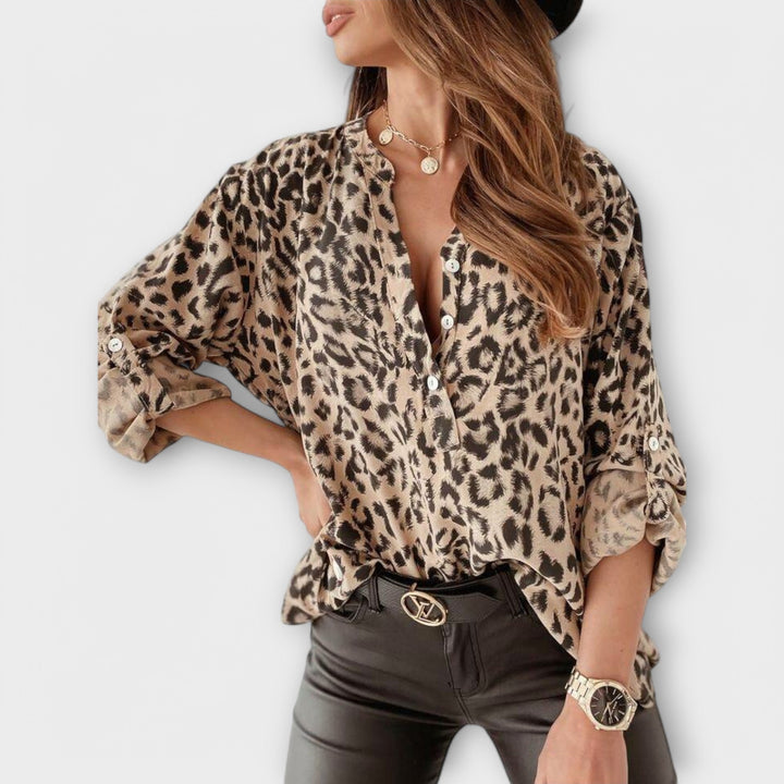 Fashionable Blouse with Leopard Print