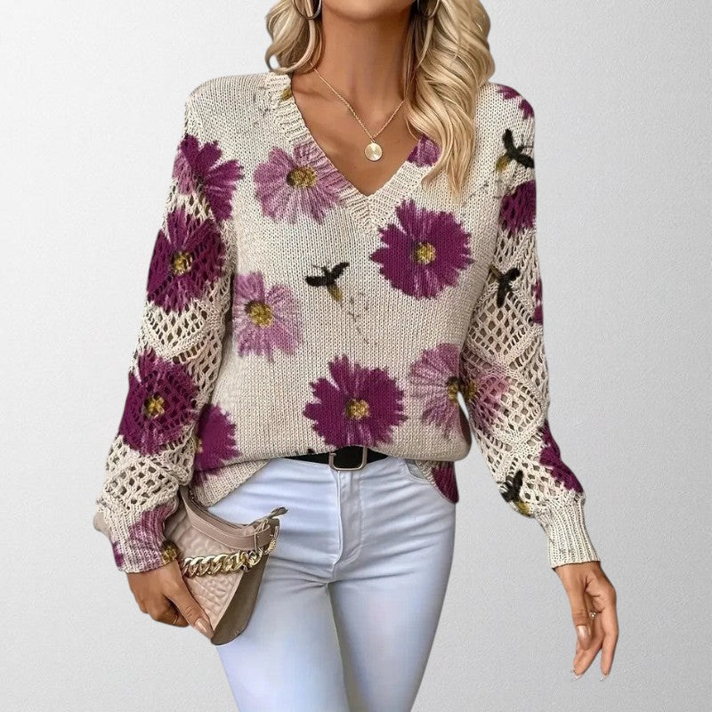 Olivia - Elegant Floral Knit Jumper