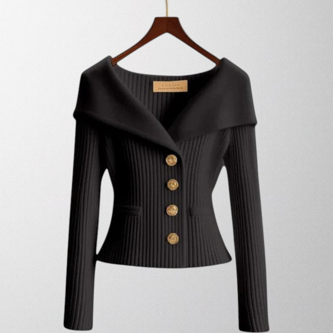 Olivia - Elegant Ribbed Cardigan with Gold Buttons