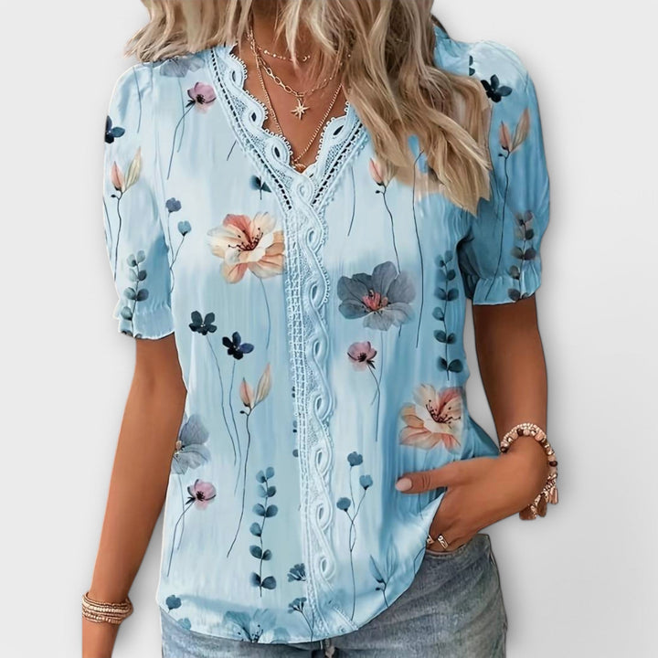 Emily - Fashionable Blouse with Pointed Neckline