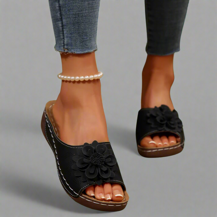 Jolanda | Elegant Orthopaedic Sandals with Floral Design
