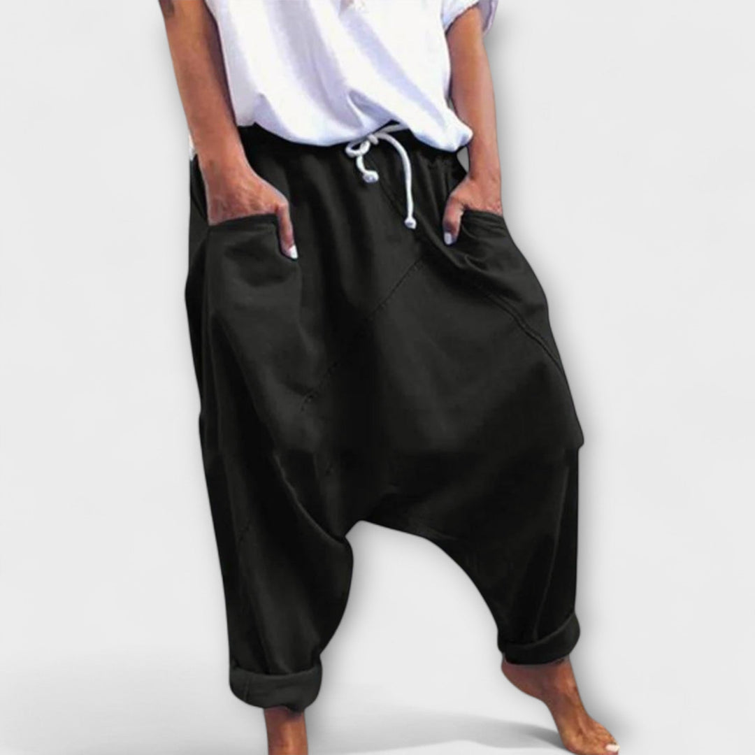Hara - Wide-Cut Harem Pants with Drawstring