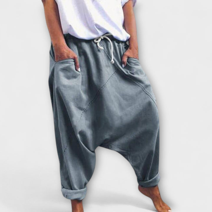 Hara - Wide-Cut Harem Pants with Drawstring