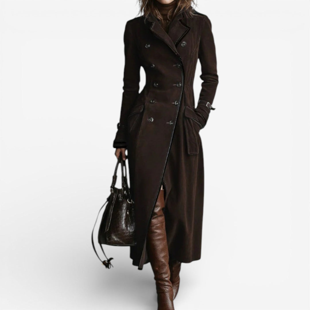 Natalia - Suede Leather Trench Coat