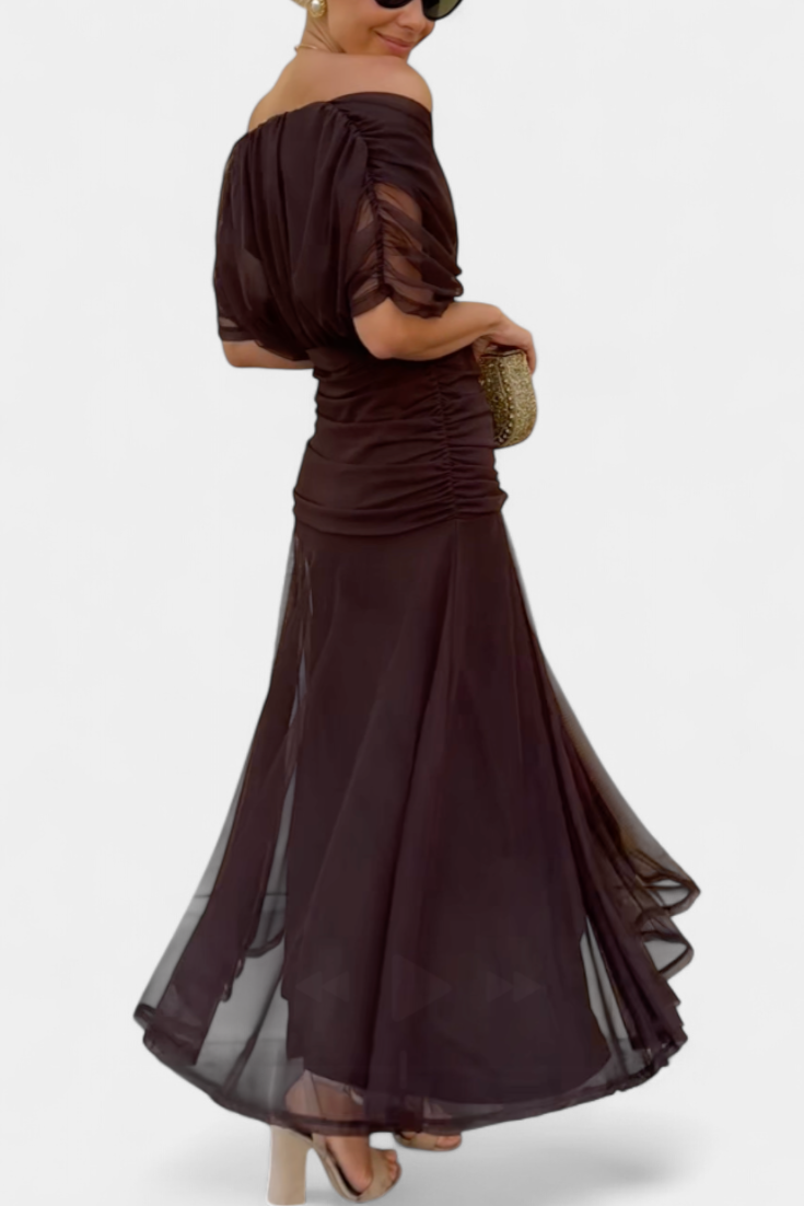 Cecilia - Long off shoulder chiffon dress