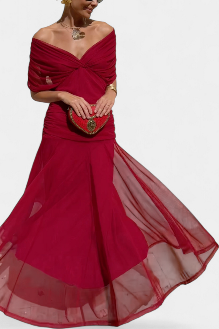 Scarlett - Long off shoulder chiffon dress