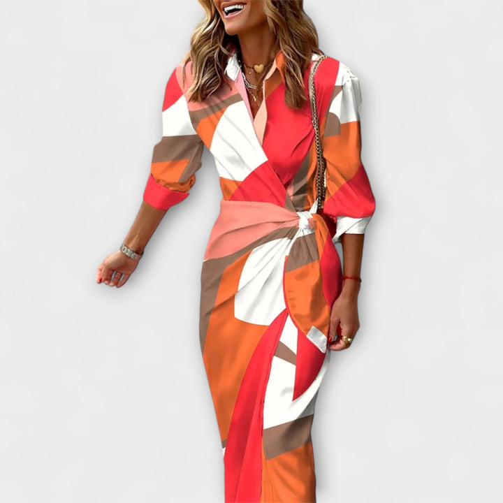 Clarissa – Striped Midi Shirt Dress