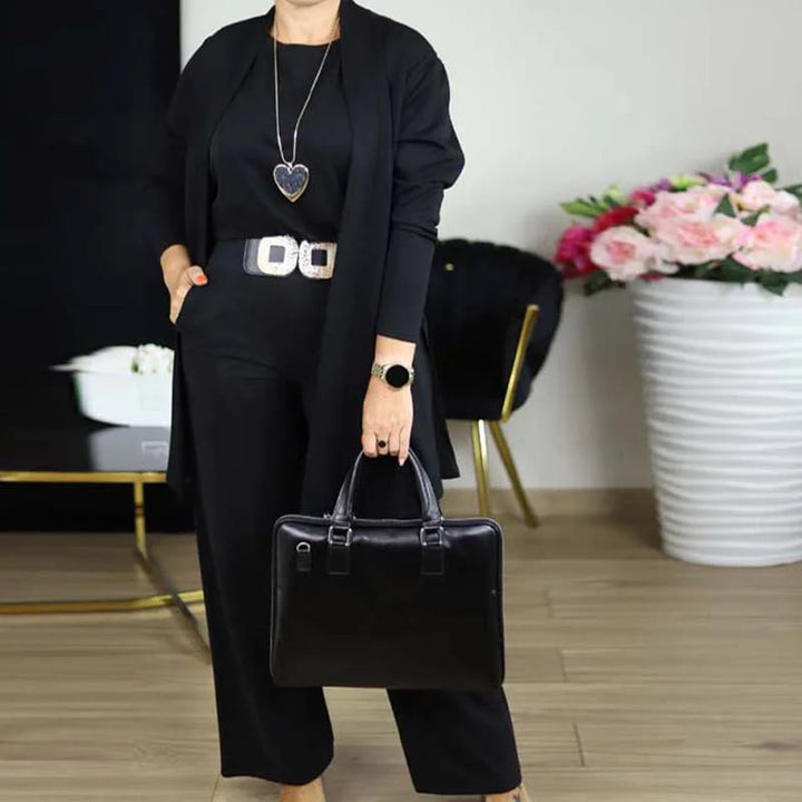 Alice - Elegant three piece set consisting of a long cardigan, a top and trousers