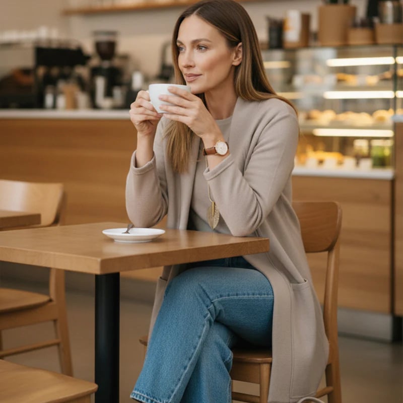 Alice - Elegant three piece set consisting of a long cardigan, a top and trousers